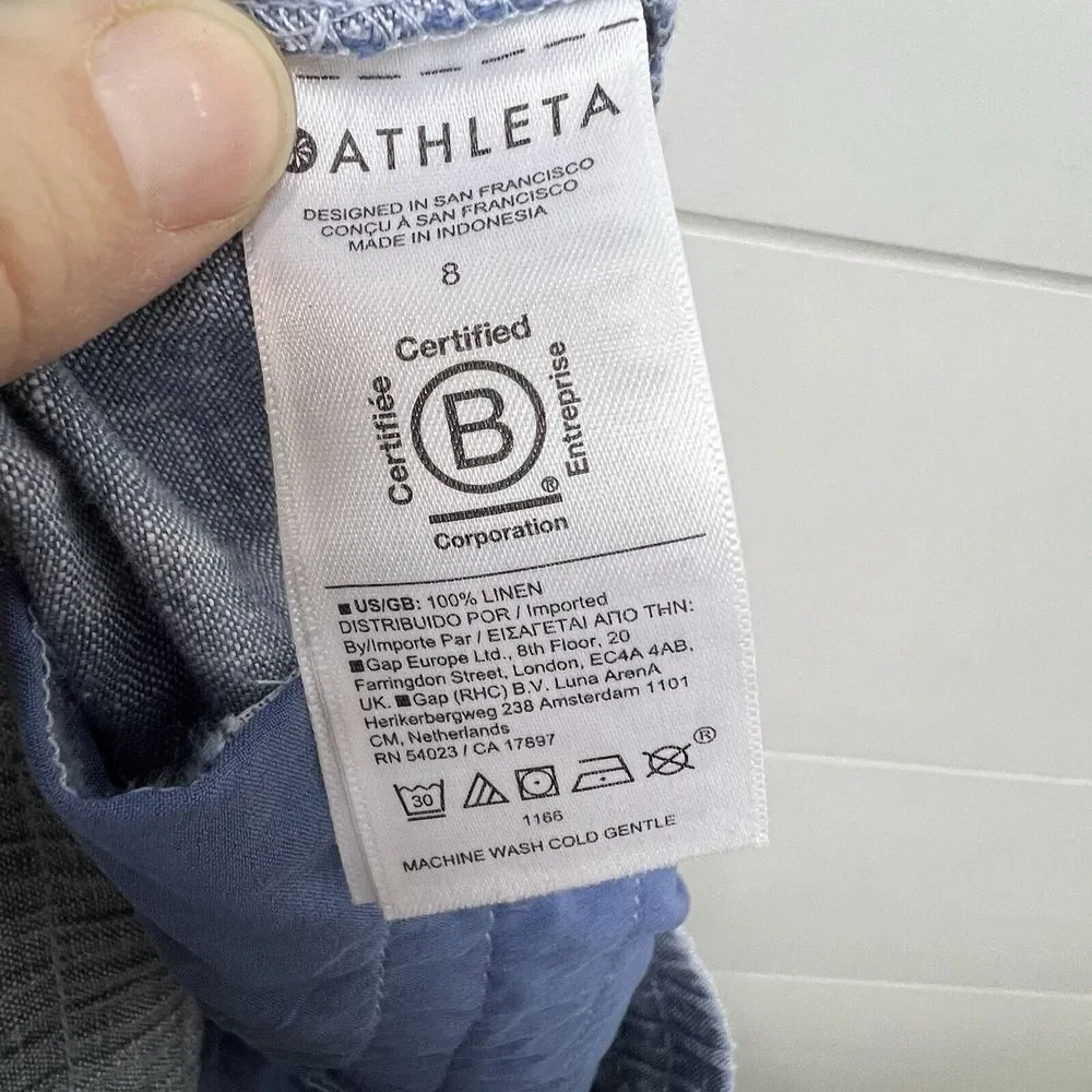 Athleta 2023 Retreat 100%‎ Linen Jogger Pants Women 8 Blue
